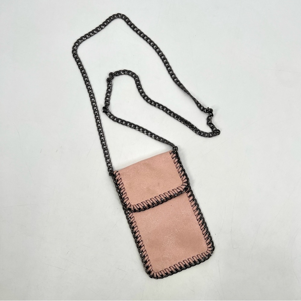 UNBRANDED Pink Faux Leather Crossbody Bag w/ Metal Trim Purse